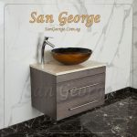 حوض حمام وحده خشب معلق 60 سم حوض زجاج Br-Mar-Bg-075