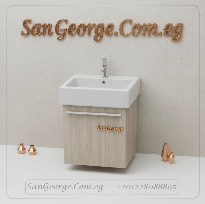 45 وحدة حمام بورديوم 45سم معلقه بيج مع حوض ديورافيت | ضمان 10 سنوات | San George Design - الصورة 1