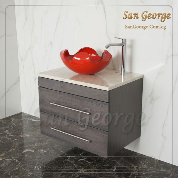 وحده خشب حمام معلق حوض زجاج 60 سم Br-Mar-Bg-070