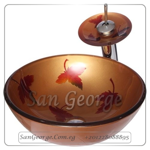 Glass Bathroom Vessel Sink Bowls C-5005 Gold by San George Design