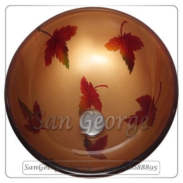 Glass Bathroom Vessel Sink Bowls C-5005 Gold by San George Design