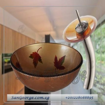 Glass Bathroom Vessel Sink Bowls C-5005 Gold by San George Design