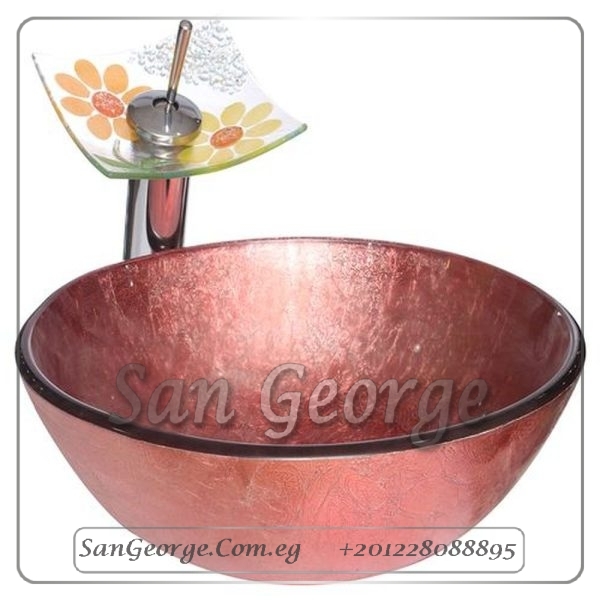 Glass Bathroom Vessel Sink A-5008 Red by San George Design