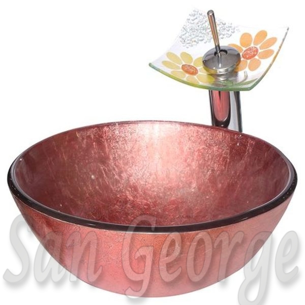 Glass Bathroom Vessel Sink A-5008 Red by San George Design