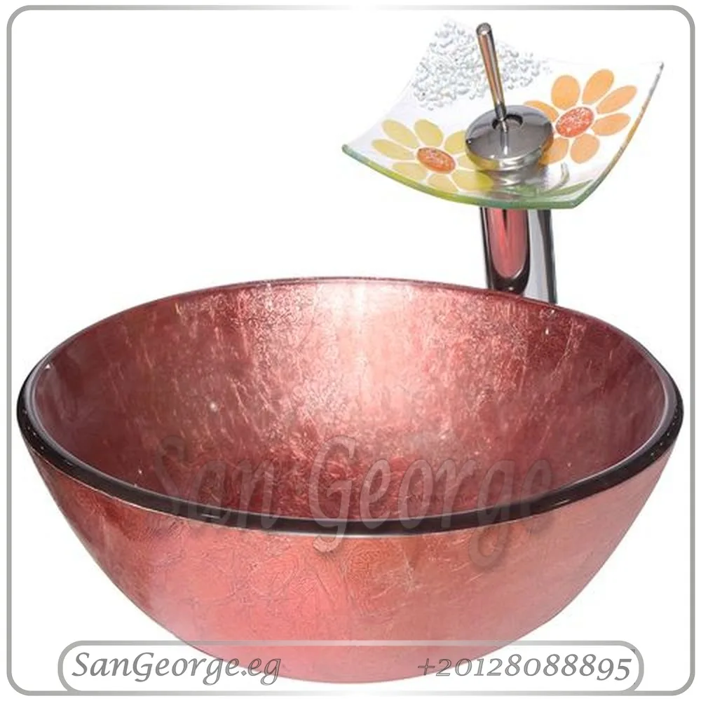 Glass Bathroom Vessel Sink A-5008 Red by San George Design