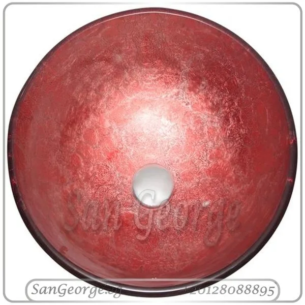Glass Bathroom Vessel Sink A-5008 Red by San George Design
