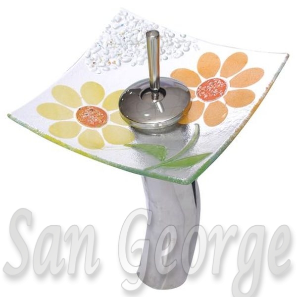Glass Bathroom Vessel Sink A-5008 Red by San George Design