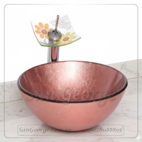 Glass Bathroom Vessel Sink A-5008 Red by San George Design
