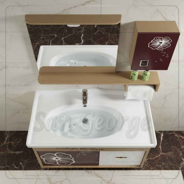 وحدة موبيليا حمام 5052 بنقوش فرنسية 80 سم | San George Design