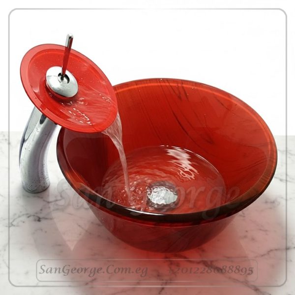 Glass Bathroom Sink B-543-Red by San George Design