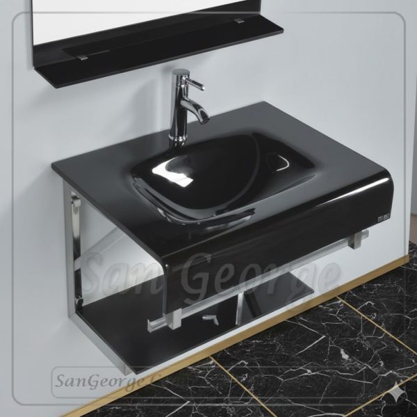 زجاج حمام وحده 6054 اسود 60 سم معلقه  من San George Design