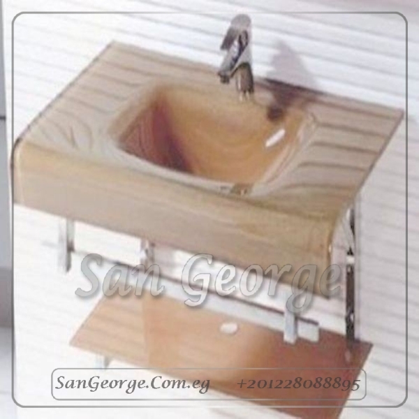 حوض حمام زجاج 6054 بني خشب 60 سم معلقه من San George Design