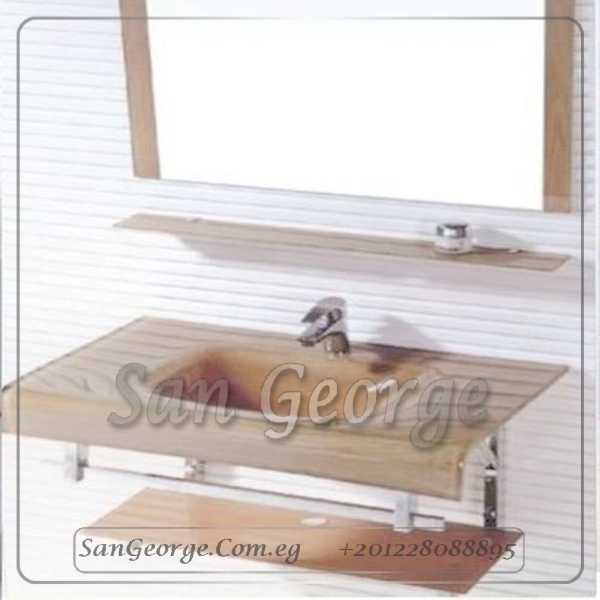 حوض حمام زجاج 6054 بني خشب 60 سم معلقه من San George Design