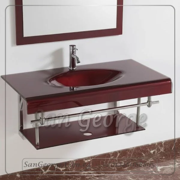 حوض حمام زجاج 6054 بني خشب 60 سم معلقه  من San George Design