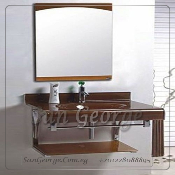 حوض حمام زجاج 6054 بني خشب 60 سم معلقه من San George Design