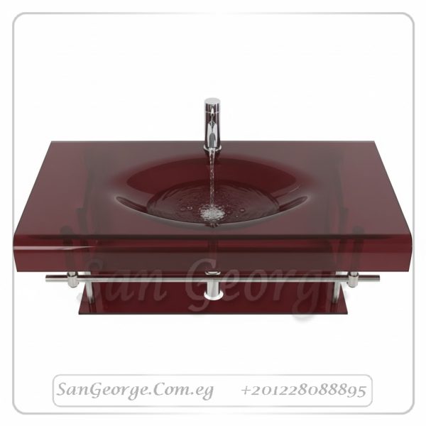 حوض حمام زجاجي 6054 بني خشب 60 سم معلقه  من San George Design