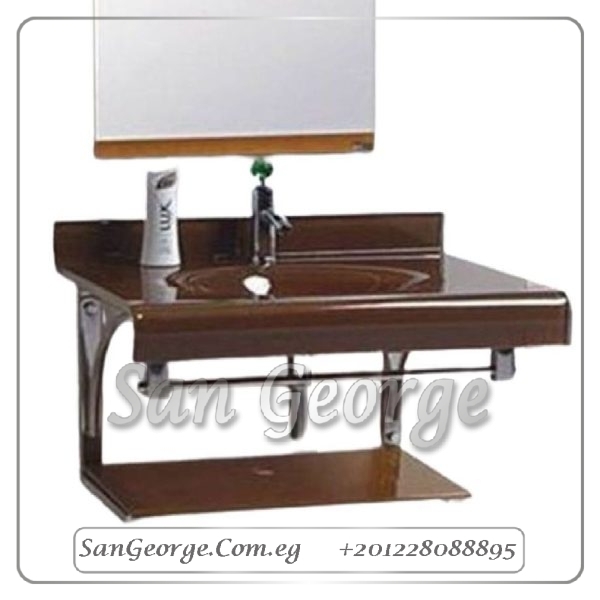 حوض حمام زجاجي 6054 بني خشب 60 سم معلقه من San George Design