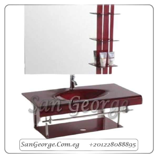 حوض حمام زجاج 6054 بني خشب 60 سم معلقه من San George Design