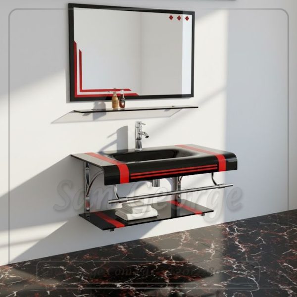 Glass Bathroom Vanity Set 616 Light Purple 80 cm by San George Design