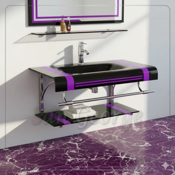 Glass Bathroom Vanity 616 Purple 80 cm by San George Design