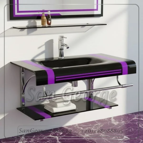 Glass Bathroom Vanity 616 Purple 80 cm by San George Design