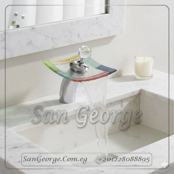 خلاط حوض شلال مربع مقبض كريستال من San George Design xf-117
