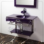 مجموعة حمام زجاج 370 موف فاتح 80 سم معلقه  من San George Design