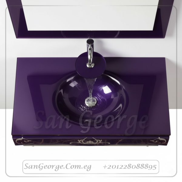 مجموعة حمام زجاج 370 موف فاتح 80 سم معلقه  من San George Design
