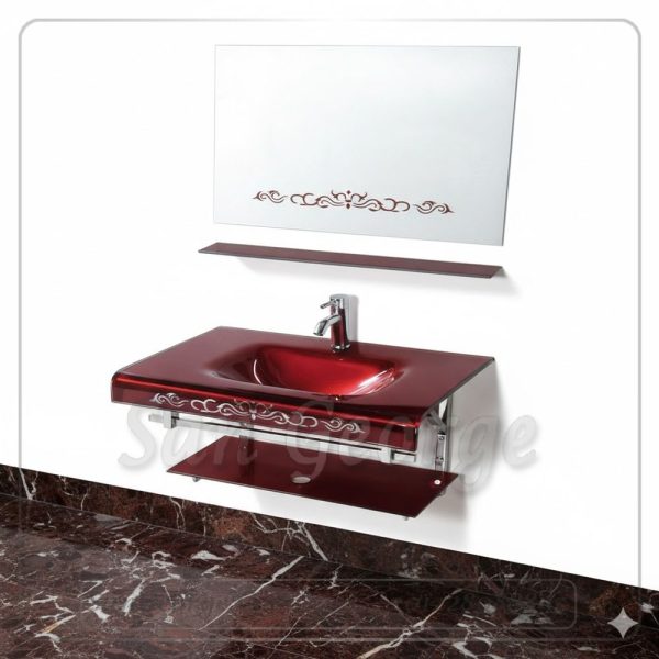 Glass Bathroom Vanity 746 Dark Red 80 cm by San George Design