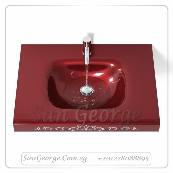 Glass Bathroom Vanity 746 Dark Red 80 cm by San George Design