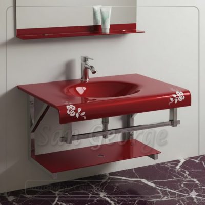 مجموعة حوض زجاج 750 80 سم معلقه  من San George Design