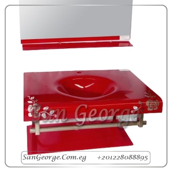 Glass Bathroom Vanity 17 Red 80 cm by San George Design