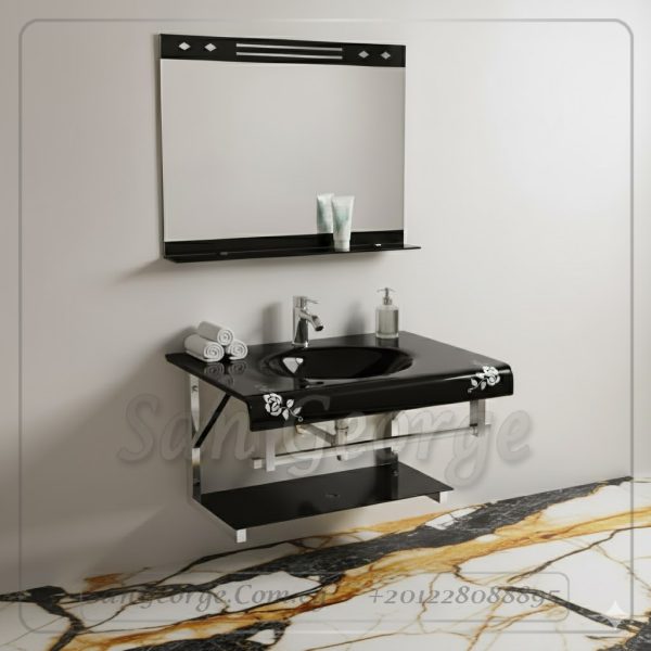 Glass Basin Set 750 Black 80 cm by San George Design