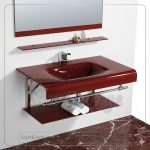 Glass Bathroom Vanity 765 Red 80 cm by San George Design