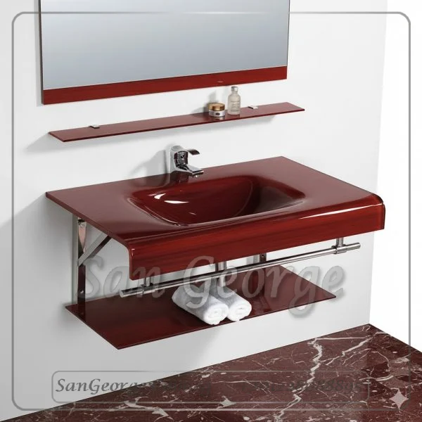 Glass Bathroom Vanity 765 Red 80 cm by San George Design
