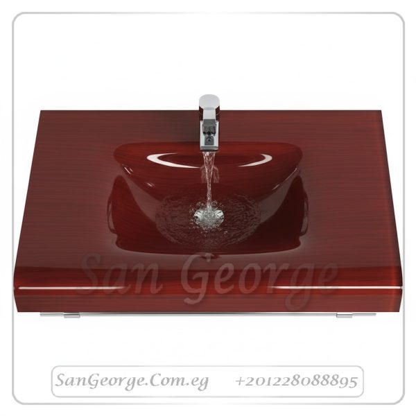 Glass Bathroom Vanity 765 Red 80 cm by San George Design