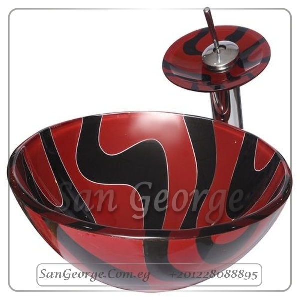 Glass Bathroom Vessel Sink Bowls C-8009 Gold by San George Design