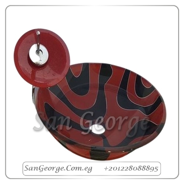 Glass Bathroom Vessel Sink Bowls C-8009 Gold by San George Design