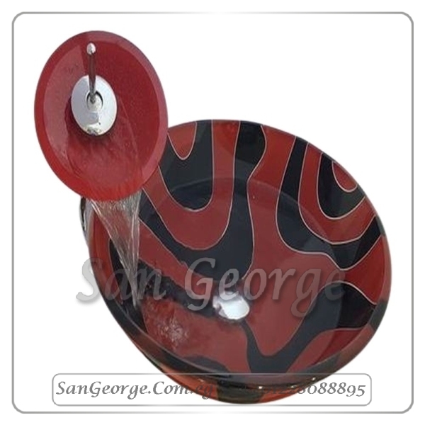 Glass Bathroom Vessel Sink Bowls C-8009 Gold by San George Design