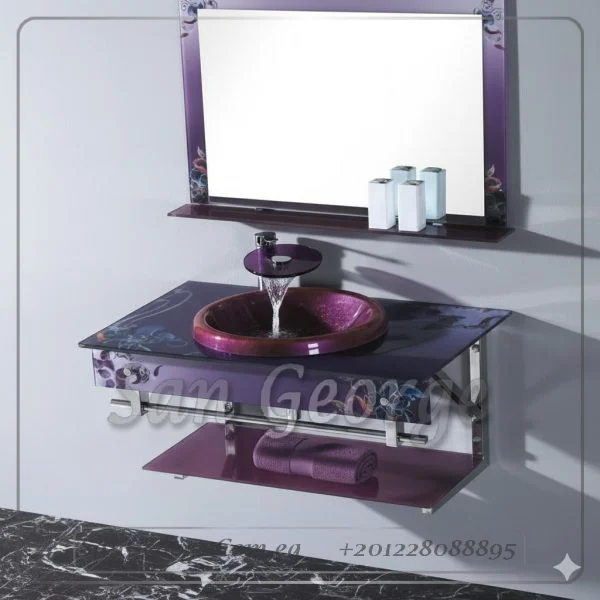 مجموعة حوض زجاج 8720 موف 80 سم معلقه  من San George Design
