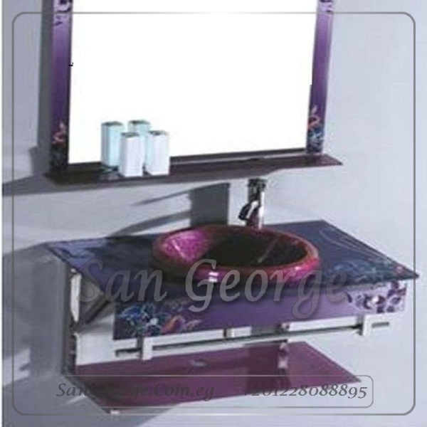 مجموعة حوض زجاج 8720 موف 80 سم معلقه من San George Design