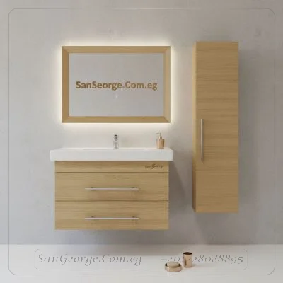 وحده حوض بورديوم بيج 60 سم معلقه 2 درج مع حوض ديورافيت أبيض