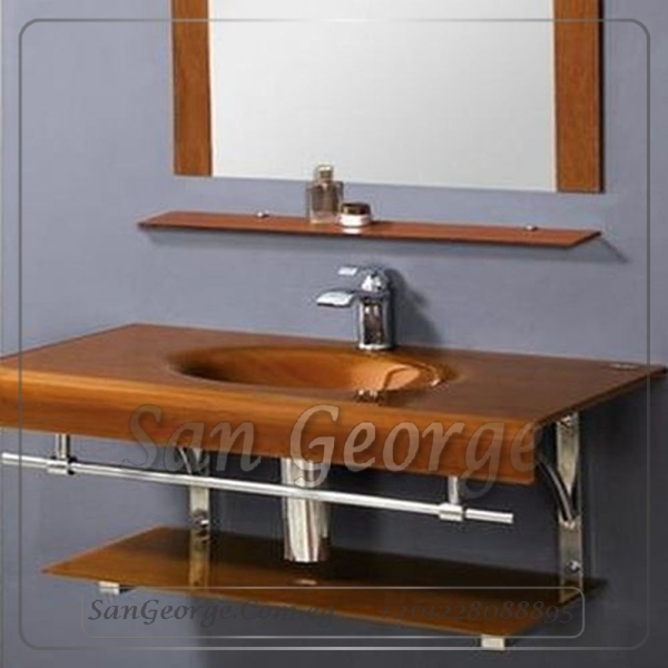 حوض حمام زجاج 90 بني خشب غامق 80 سم معلقه من San George Design