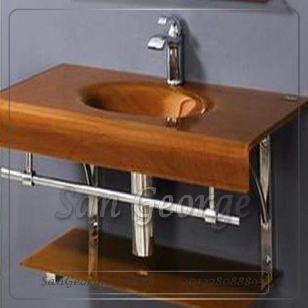 حوض حمام زجاج 90 بني خشب غامق 80 سم معلقه من San George Design
