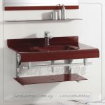 وحده حوض حمام 80 سم بنى خشب غامق زجاج San George Design مستورد مع ارفف و مرايا هديه