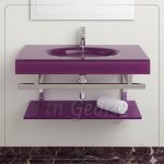 مجموعة حوض زجاج 90 موف غامق 80 سم معلقه  من San George Design