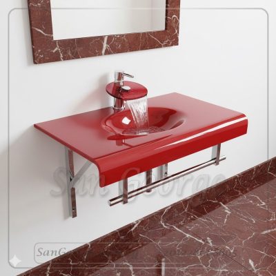 وحدة الحمام الزجاجيه 9060 80 سم معلقه  من San George Design