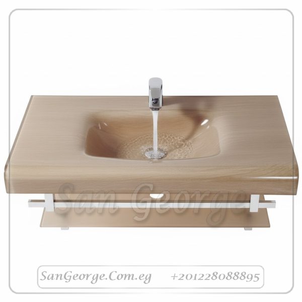 حوض حمام زجاج 6054 بيج خشب 60 سم معلقه  من San George Design