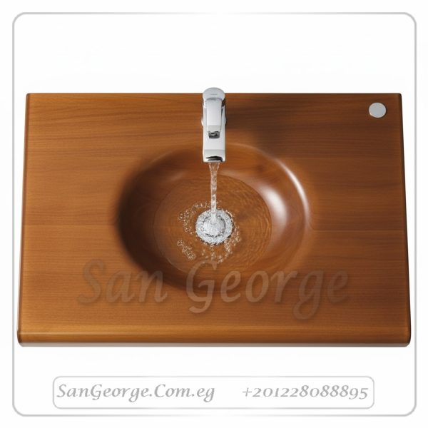 حوض حمام زجاج 90 بني خشب غامق 80 سم معلقه  من San George Design
