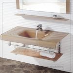 حوض حمام زجاج 6054 بيج خشب 60 سم معلقه  من San George Design